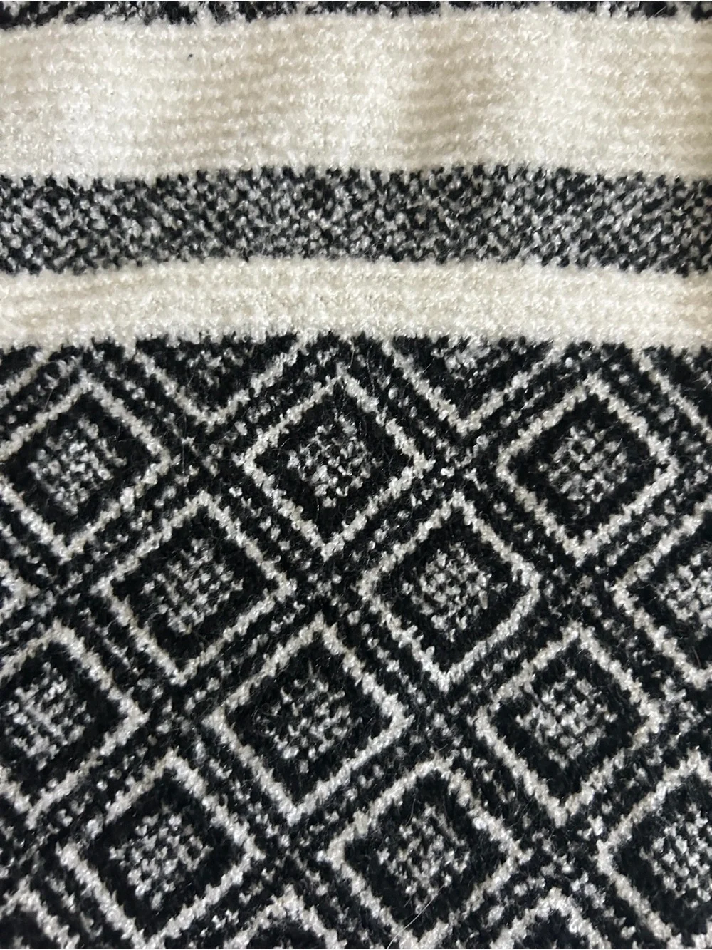 Cable & Gauge Black White Geometric Fair Isle Turtleneck Sweater Cozy Knit Large